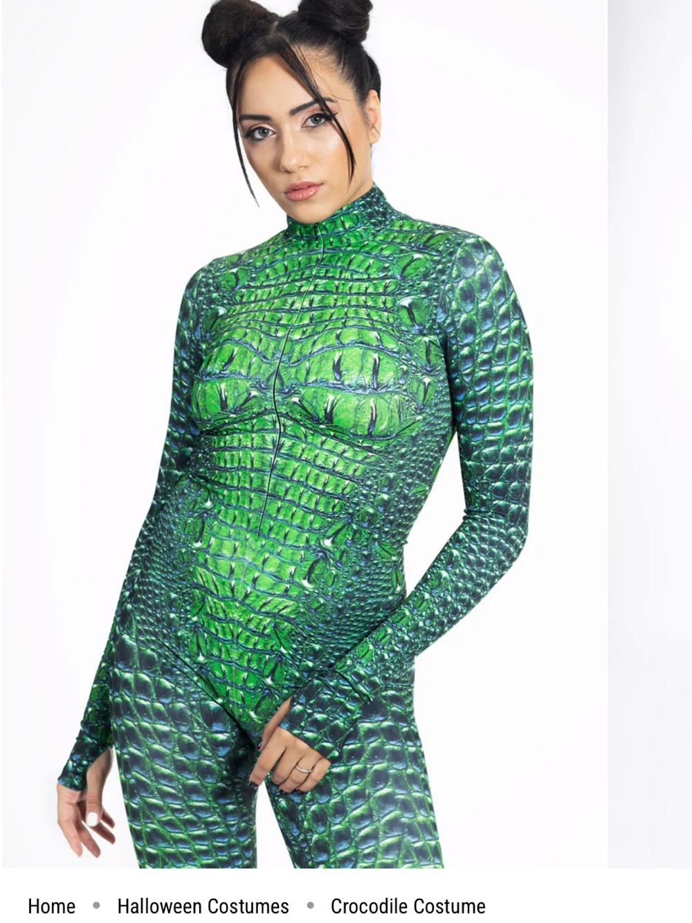 Green Crocodile-Print Long-Sleeve Bodysuit Costume
